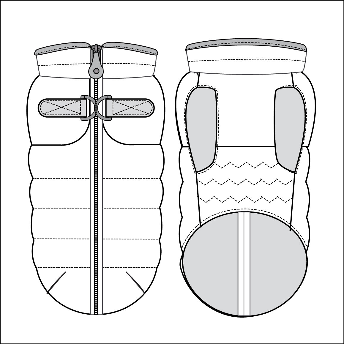 Doudoune AUGUSTE imperméable avec harnais intégré pour chien bouledogue – Milk & Pepper
