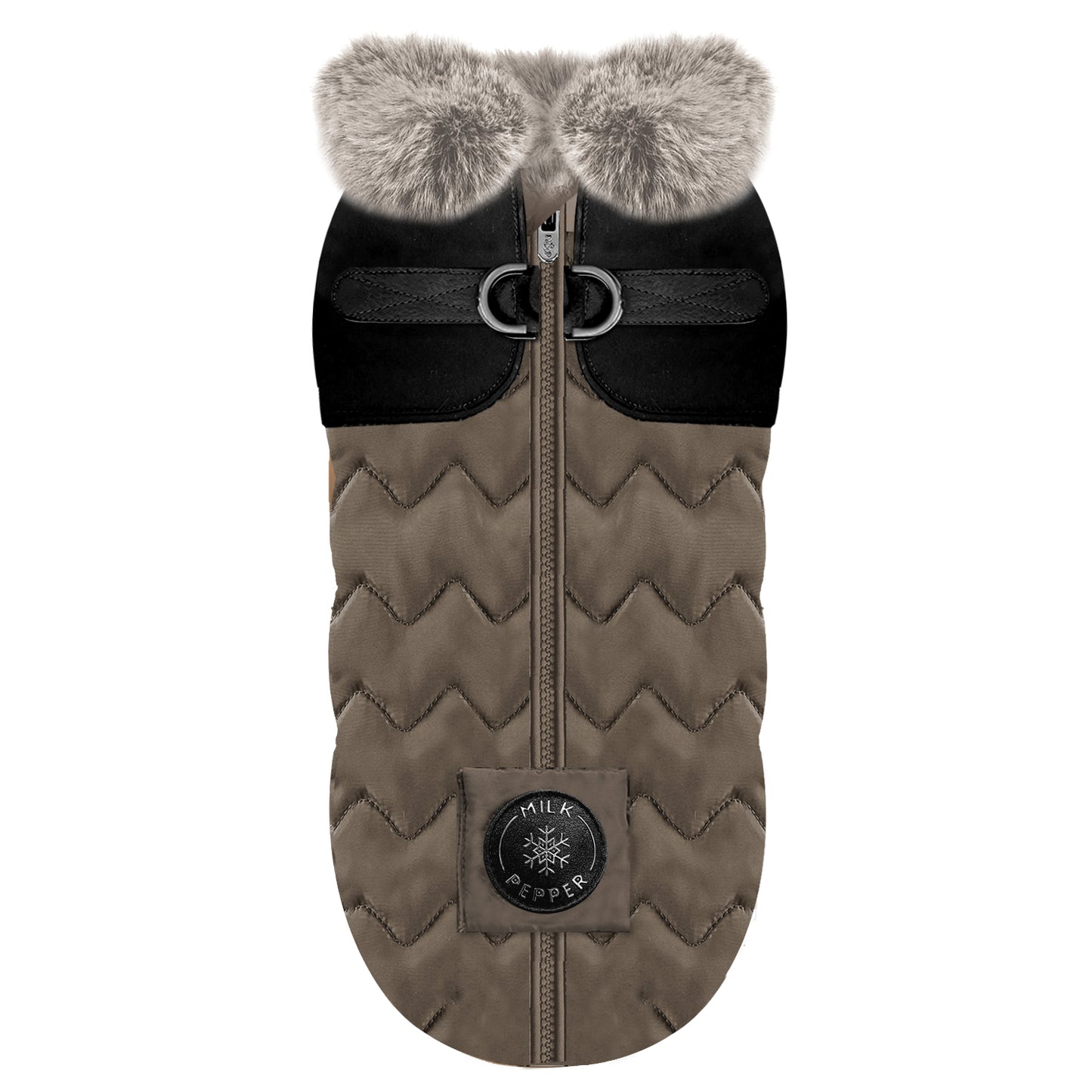 Doudoune AUGUSTE imperméable avec harnais intégré pour chien bouledogue – Milk & Pepper