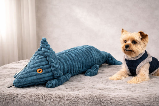 Peluche Caméléon XXL en velours côtelé pour chien – Vadigran
