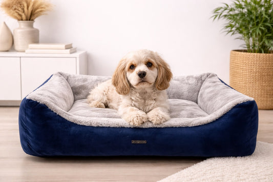 Coussin CAP FERRET déhoussable avec fourrure pour chien – Milk & Pepper