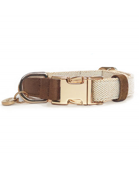Collier Réglable Madura Milk & Pepper en Lin – Élégance naturelle pour chien