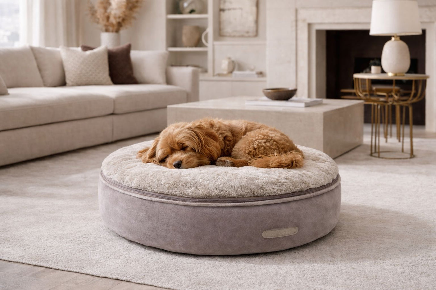 Coussin rond LACOM déhoussable pour chien – Milk & Pepper