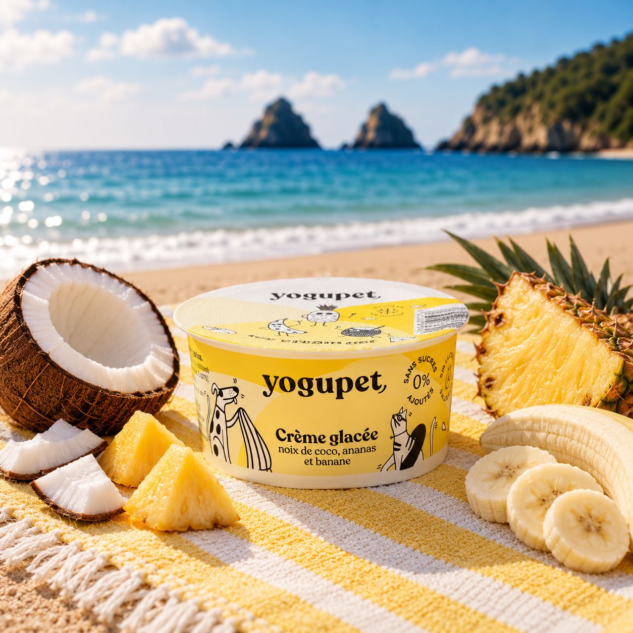 Crème Glacée Fruits Jaunes Yogupet – Coco, Banane & Ananas pour chien
