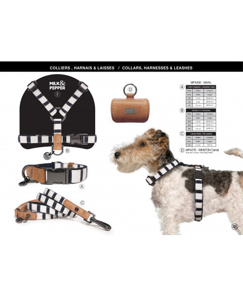 Laisse NAVAL 120 cm – Milk and Pepper | Style marin chic pour chien