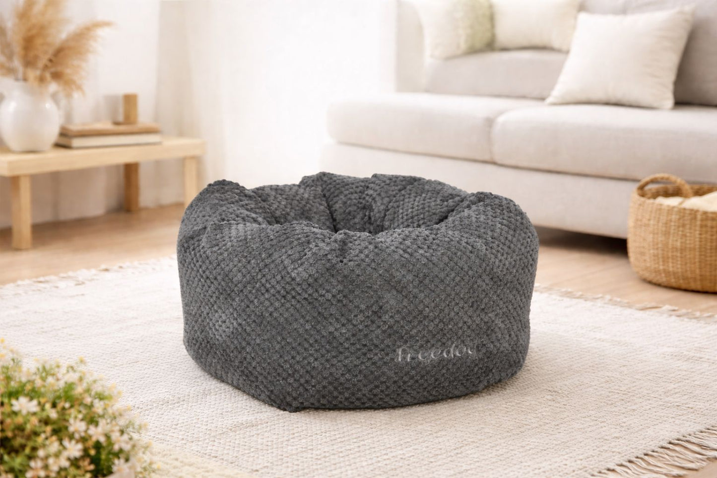 Coussin PUFF Gris pour chien – Freedog