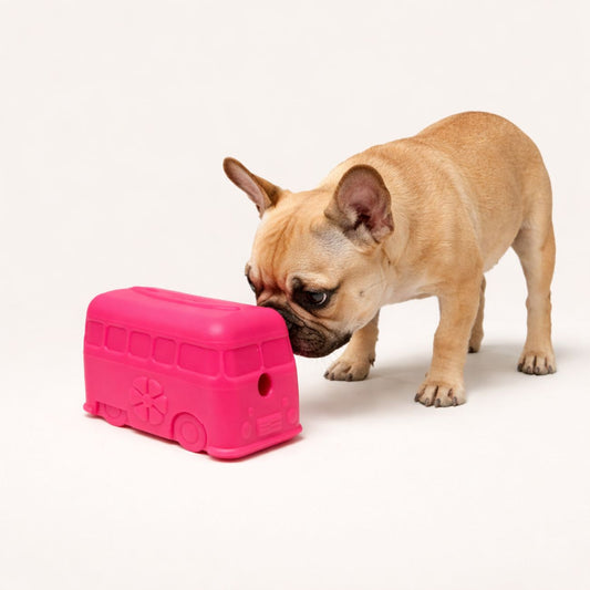 Jouet d’occupation RETRO VAN Rose pour chien – SodaPup